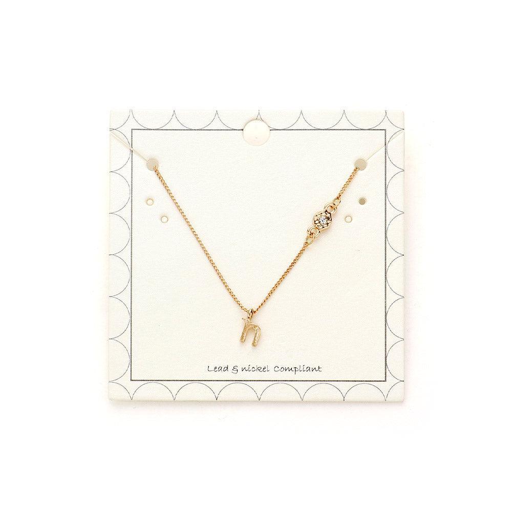 Gold 'N' small letter monogram pendant necklace with crystal - Jewelry Store by Erik Rayo