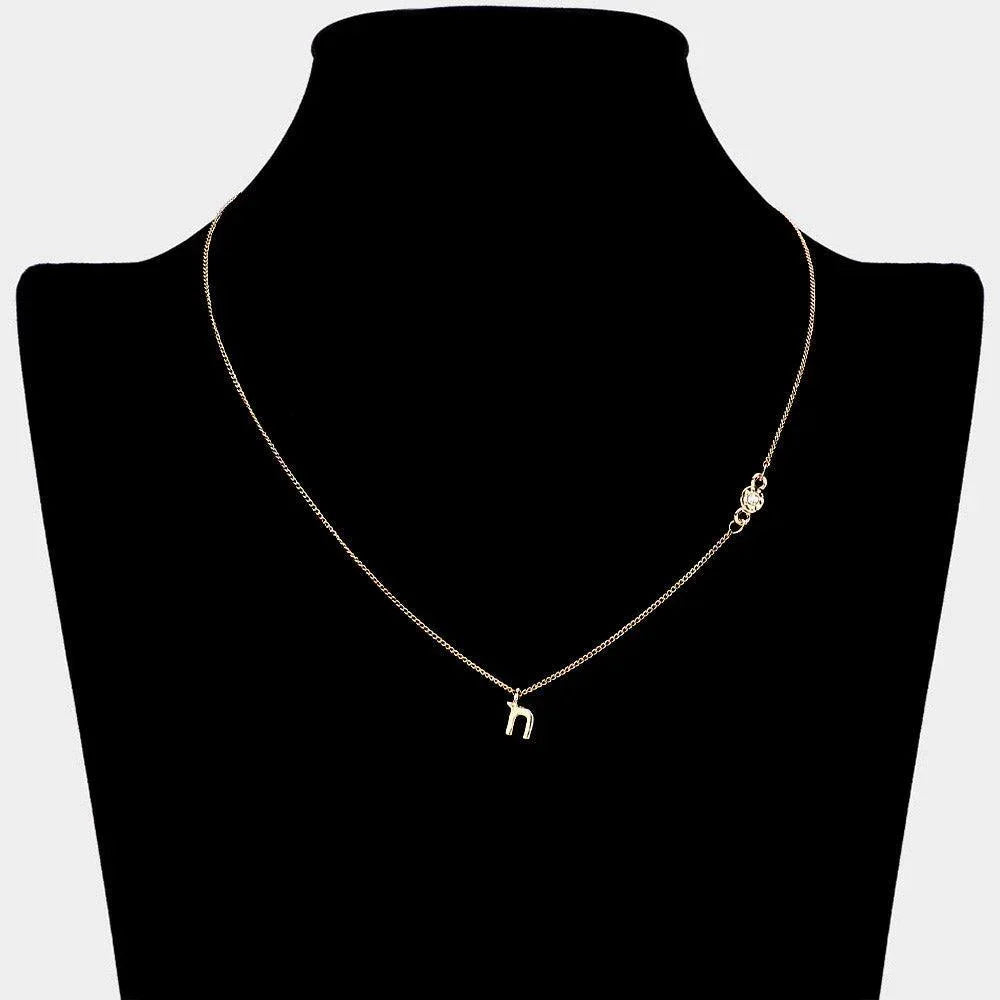 Gold 'N' small letter monogram pendant necklace with crystal - Jewelry Store by Erik Rayo