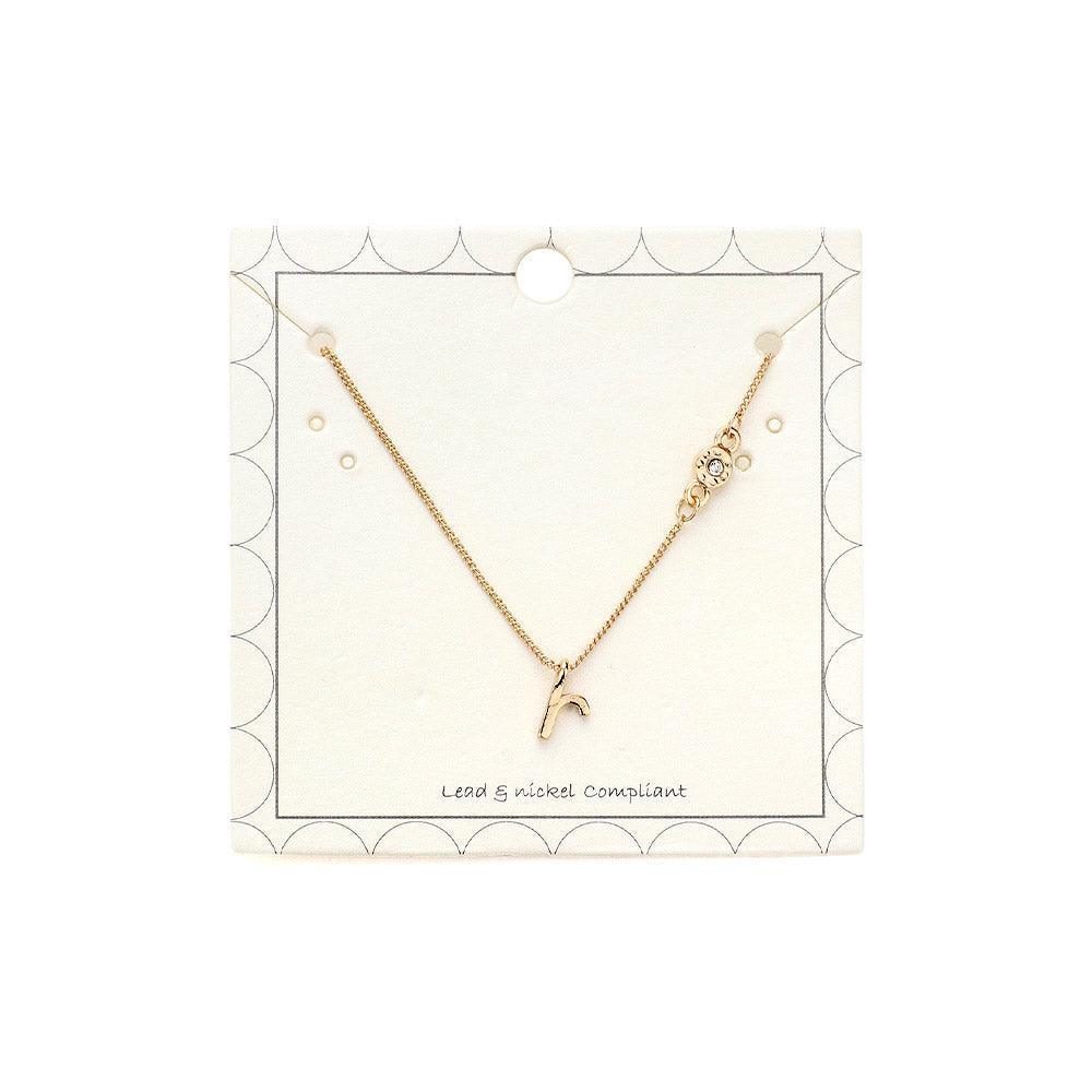 Gold 'R' small letter monogram pendant necklace with crystal - Jewelry Store by Erik Rayo