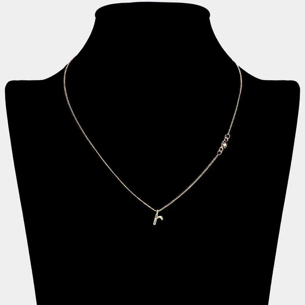 Gold 'R' small letter monogram pendant necklace with crystal - Jewelry Store by Erik Rayo