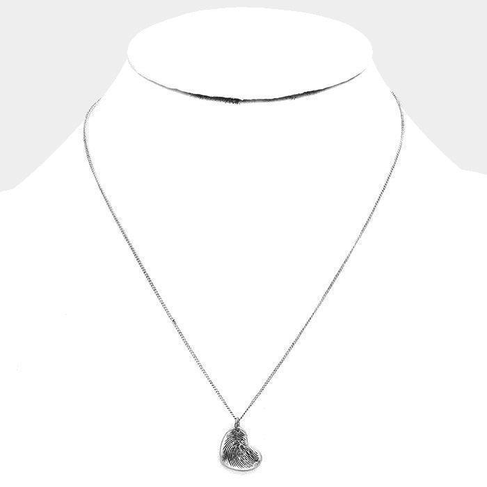 Silver Antique Plated Heart Pendant Necklace - Jewelry Store by Erik Rayo