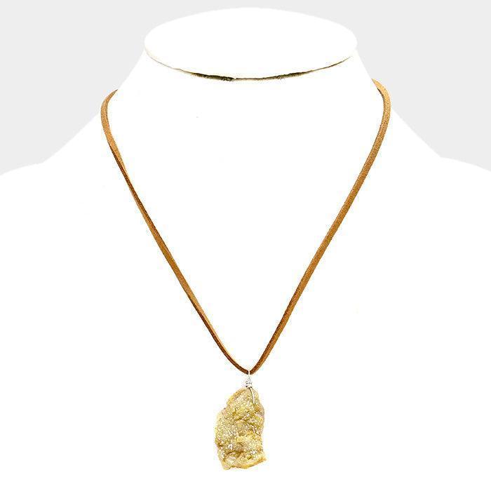 Yellow Suede Druzy Pendant Necklace - Jewelry Store by Erik Rayo