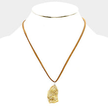 Load image into Gallery viewer, Yellow Suede Druzy Pendant Necklace
