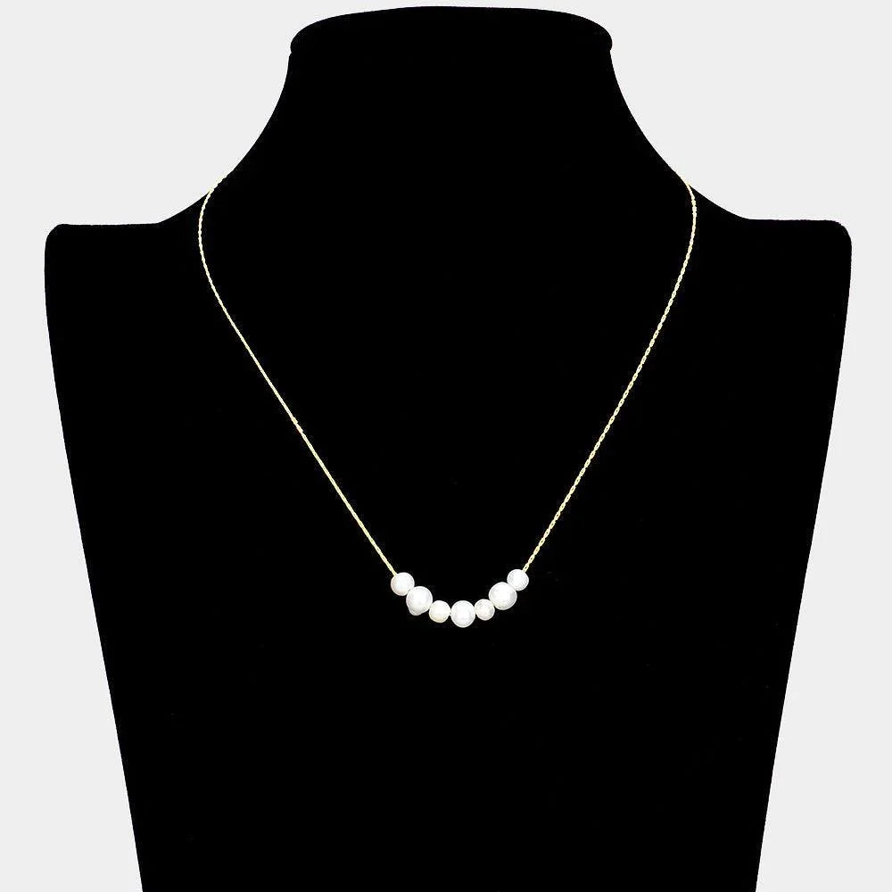 White Pearl Beaded Pendant Necklace - Jewelry Store by Erik Rayo