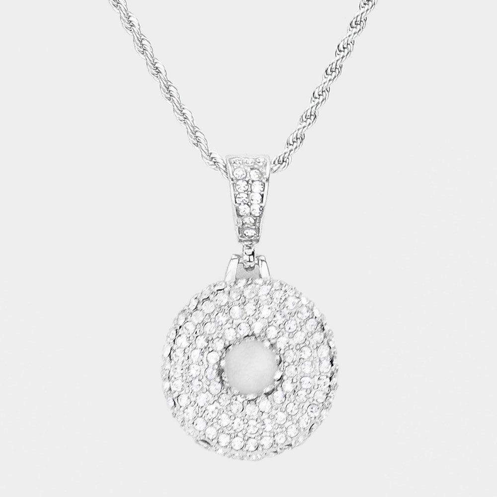 Letter O Rhinestone Monogram Pendant Brass Chain Necklace - Jewelry Store by Erik Rayo