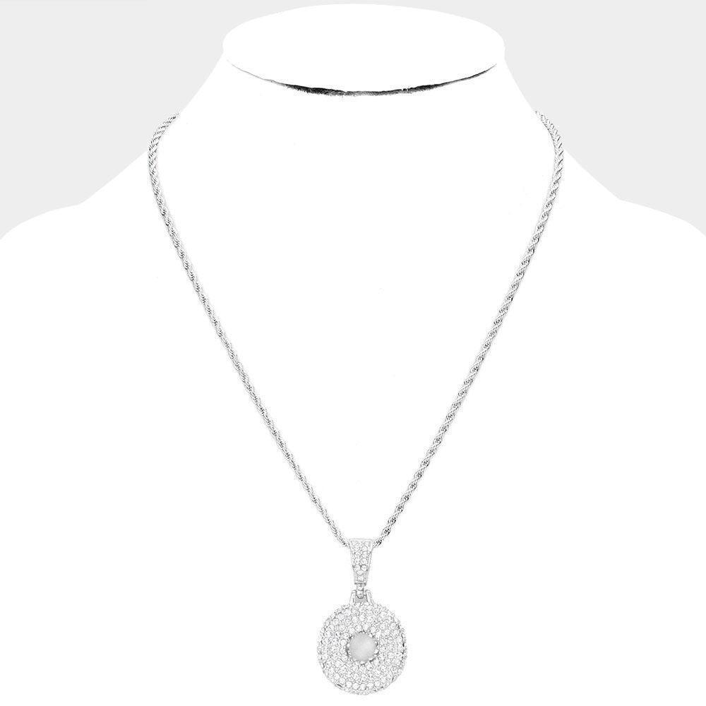 Letter O Rhinestone Monogram Pendant Brass Chain Necklace - Jewelry Store by Erik Rayo