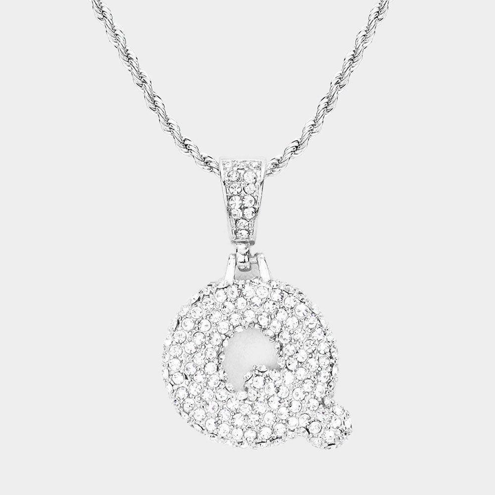 Letter Q Rhinestone Monogram Pendant Brass Chain Necklace - Jewelry Store by Erik Rayo