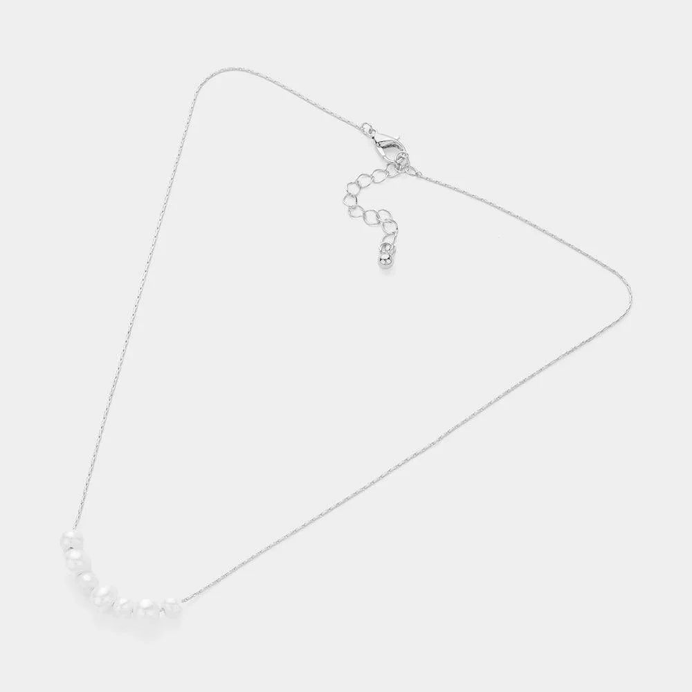 White Pearl Beaded Pendant Necklace - Jewelry Store by Erik Rayo