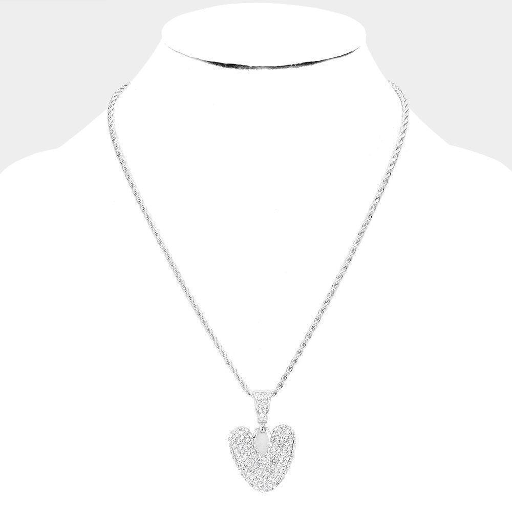 Letter V Rhinestone Monogram Pendant Brass Chain Necklace - Jewelry Store by Erik Rayo