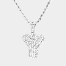 Load image into Gallery viewer, Letter Y Rhinestone Monogram Pendant Brass Chain Necklace
