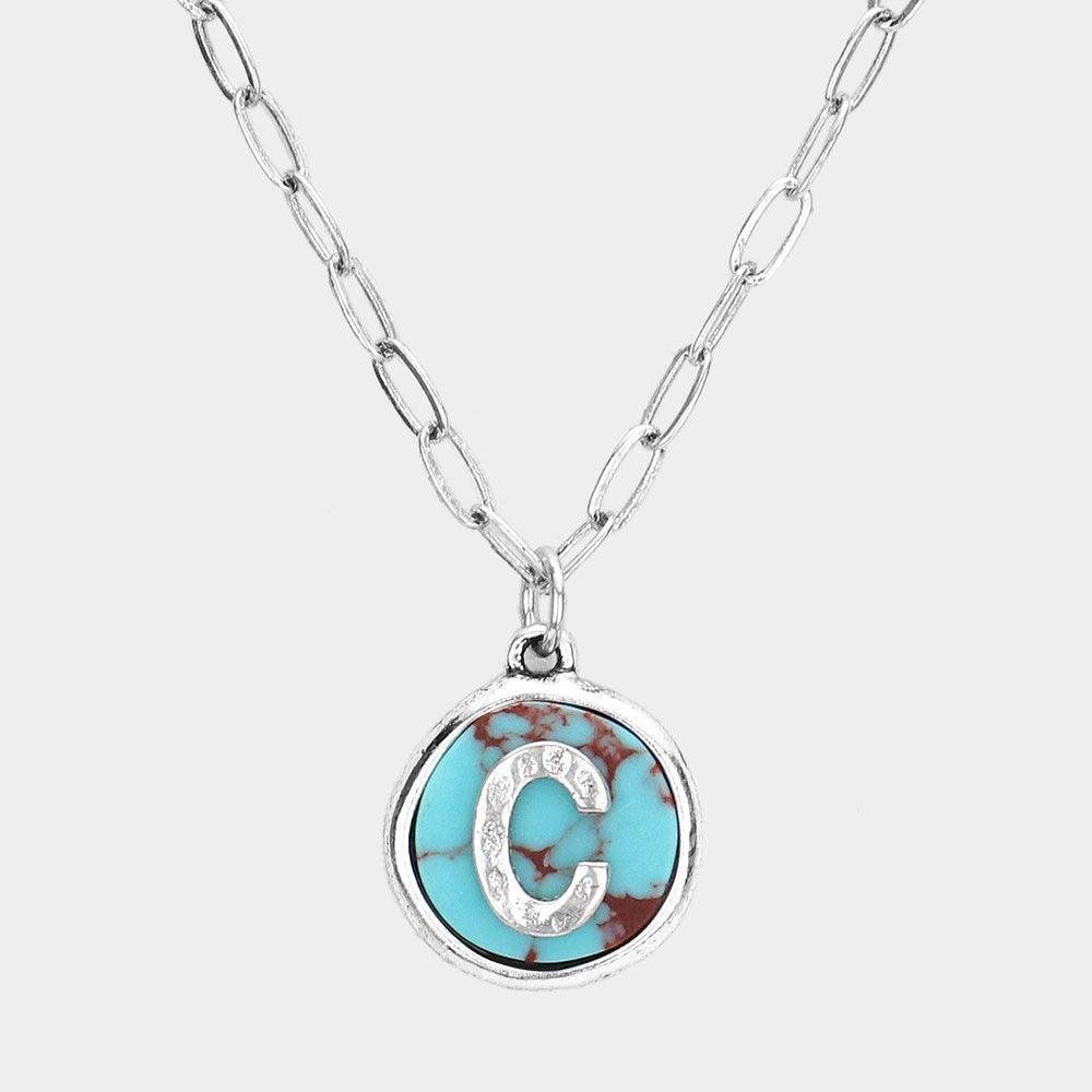 '-C- Monogram Turquoise Pendant Necklace - Jewelry Store by Erik Rayo