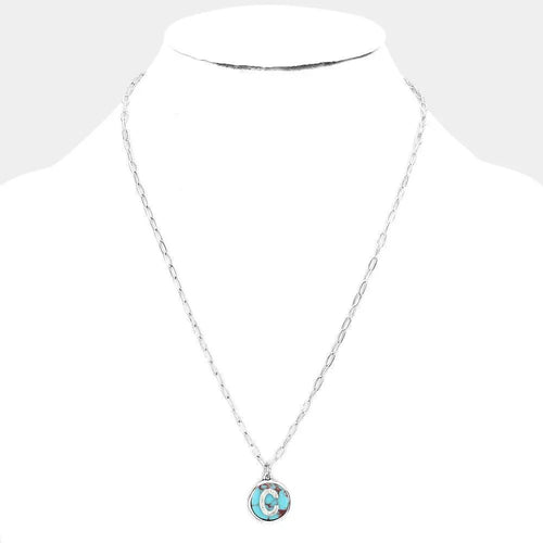 '-C- Monogram Turquoise Pendant Necklace - Jewelry Store by Erik Rayo