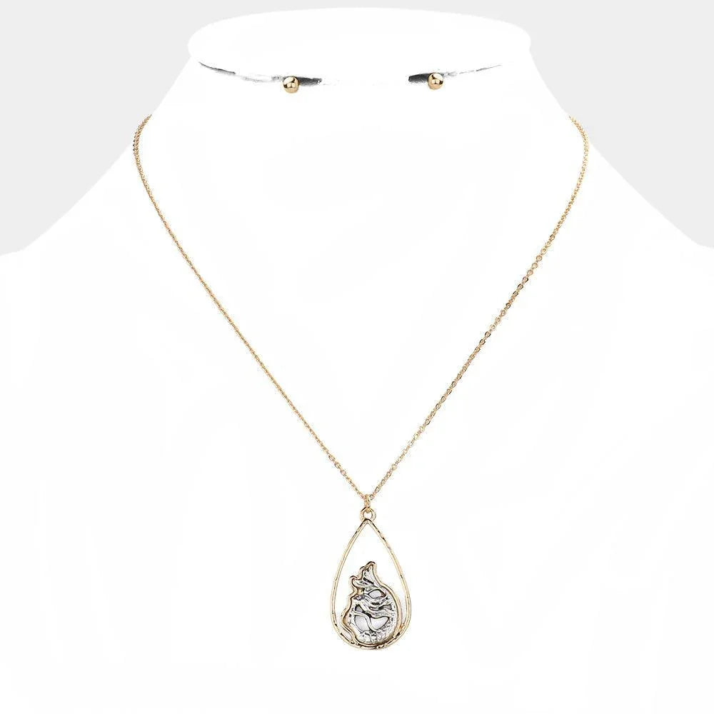 Two Tone Antique Metal Mermaid Pendant Necklace - Jewelry Store by Erik Rayo