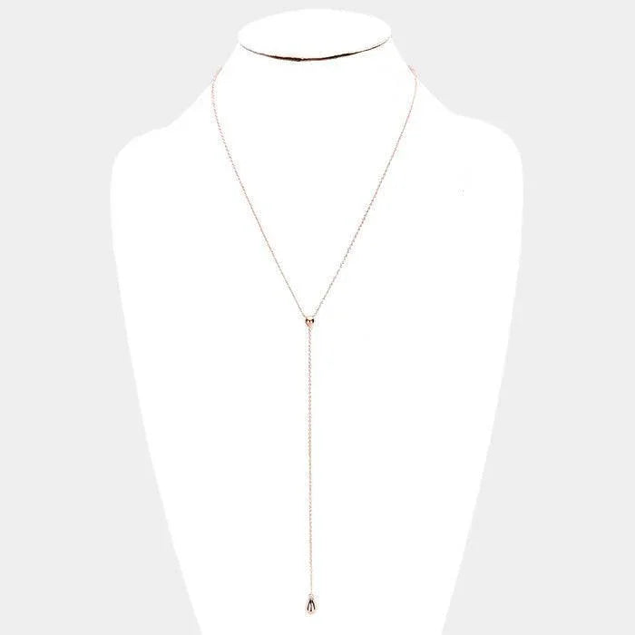 Rose Gold Gold Dipped Drop Metal Teardrop Pendant Y Necklace - Jewelry Store by Erik Rayo