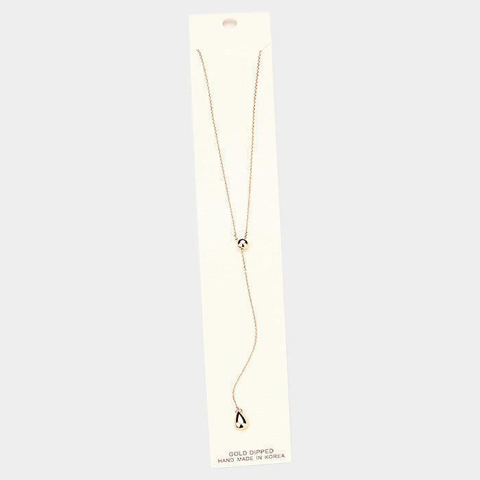 Rose Gold Gold Dipped Drop Metal Teardrop Pendant Y Necklace - Jewelry Store by Erik Rayo