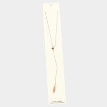 Load image into Gallery viewer, Rose Gold Gold Dipped Drop Metal Feather Pendant Y Necklace
