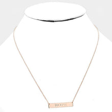 Load image into Gallery viewer, Rose Gold Gold Dipped &quot;Hope&quot; Embossed Bar Necklace
