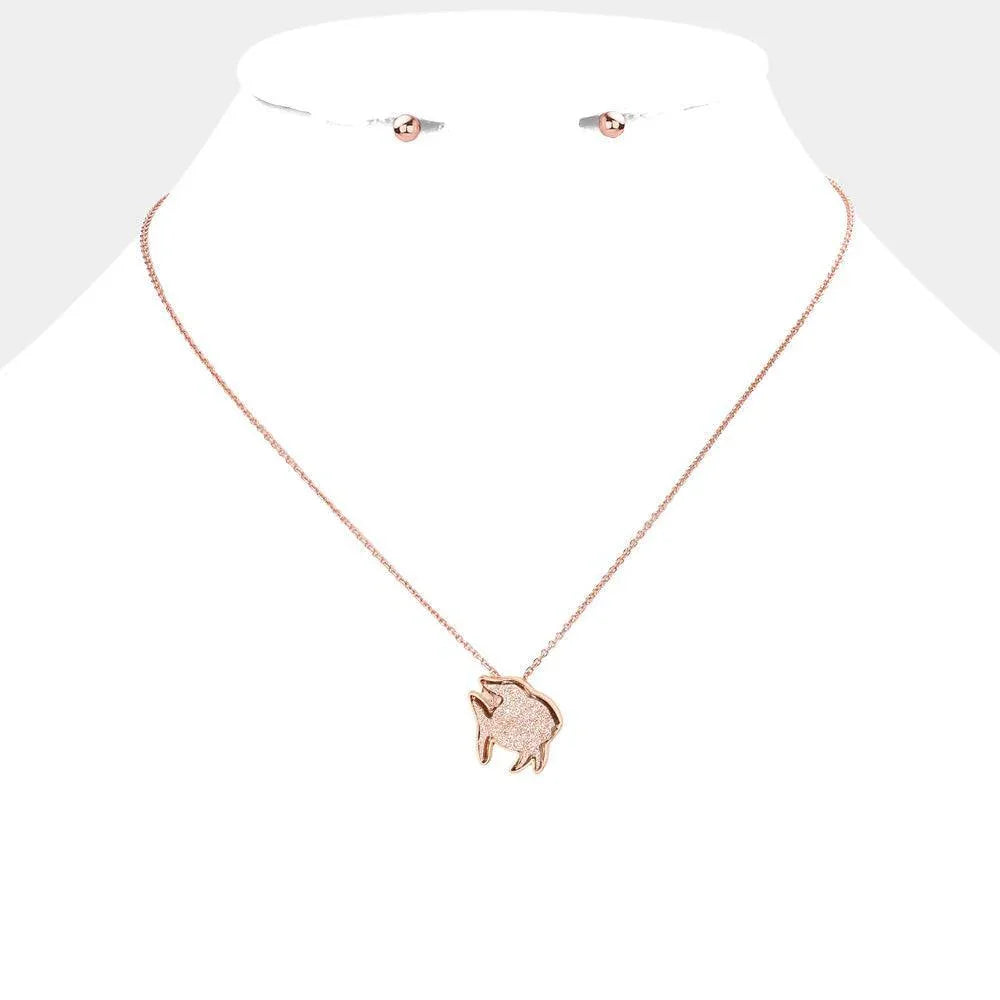 Rose Gold Faux Druzy Fish Pendant Necklace - Jewelry Store by Erik Rayo