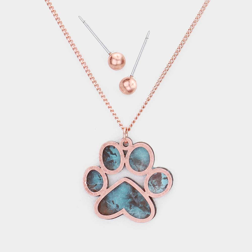 Two Tone Two Tone Brass Metal Paw Pendant Necklace - Jewelry Store by Erik Rayo