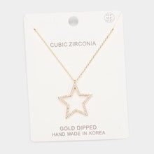 Load image into Gallery viewer, Gold Gold Dipped Cubic Zirconia Open Star Pendant Necklace
