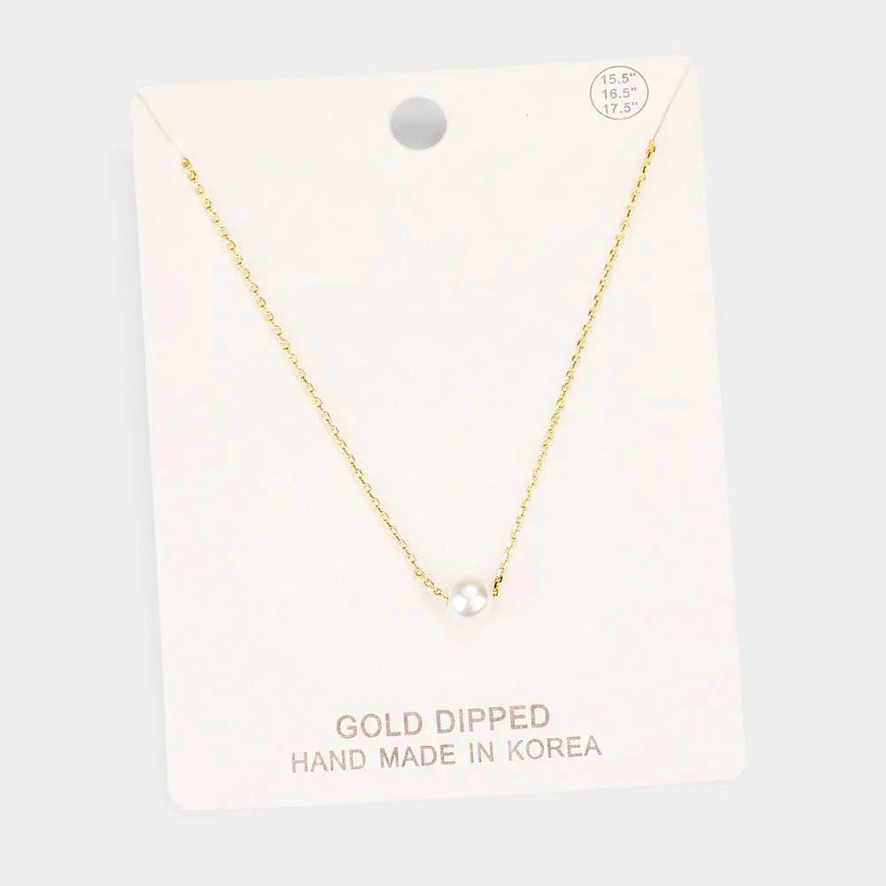Gold Gold Dipped 6 mm Pearl Pendant Necklace - Jewelry Store by Erik Rayo