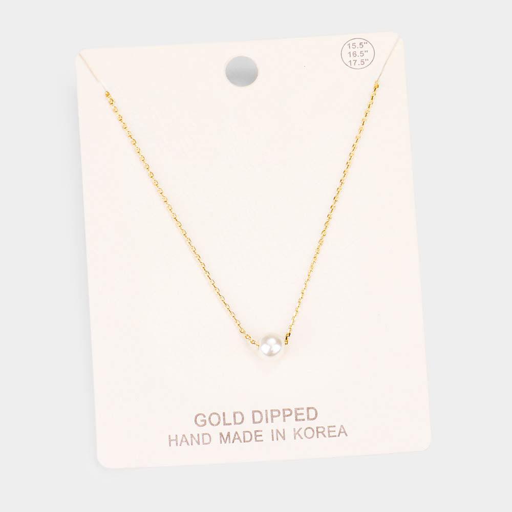 Gold Gold Dipped 6 mm Pearl Pendant Necklace