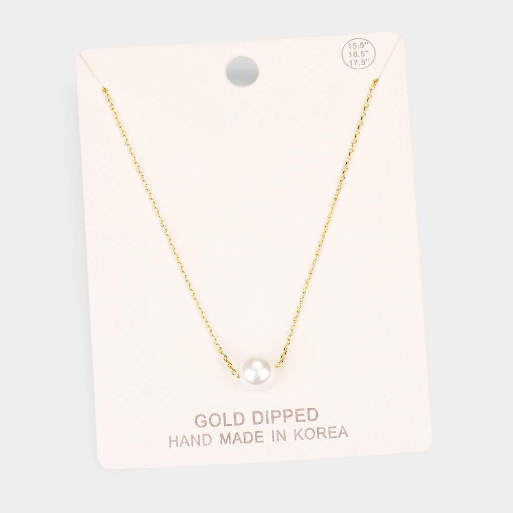 Gold Gold Dipped 8 mm Pearl Pendant Necklace - Jewelry Store by Erik Rayo