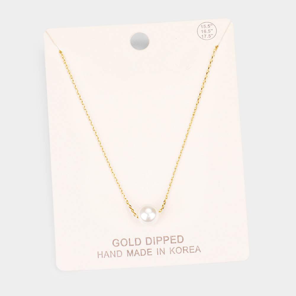 Gold Gold Dipped 8 mm Pearl Pendant Necklace