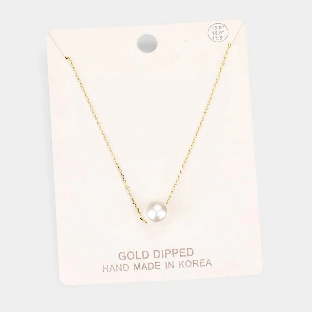 Gold Gold Dipped 10 mm Pearl Pendant Necklace - Jewelry Store by Erik Rayo