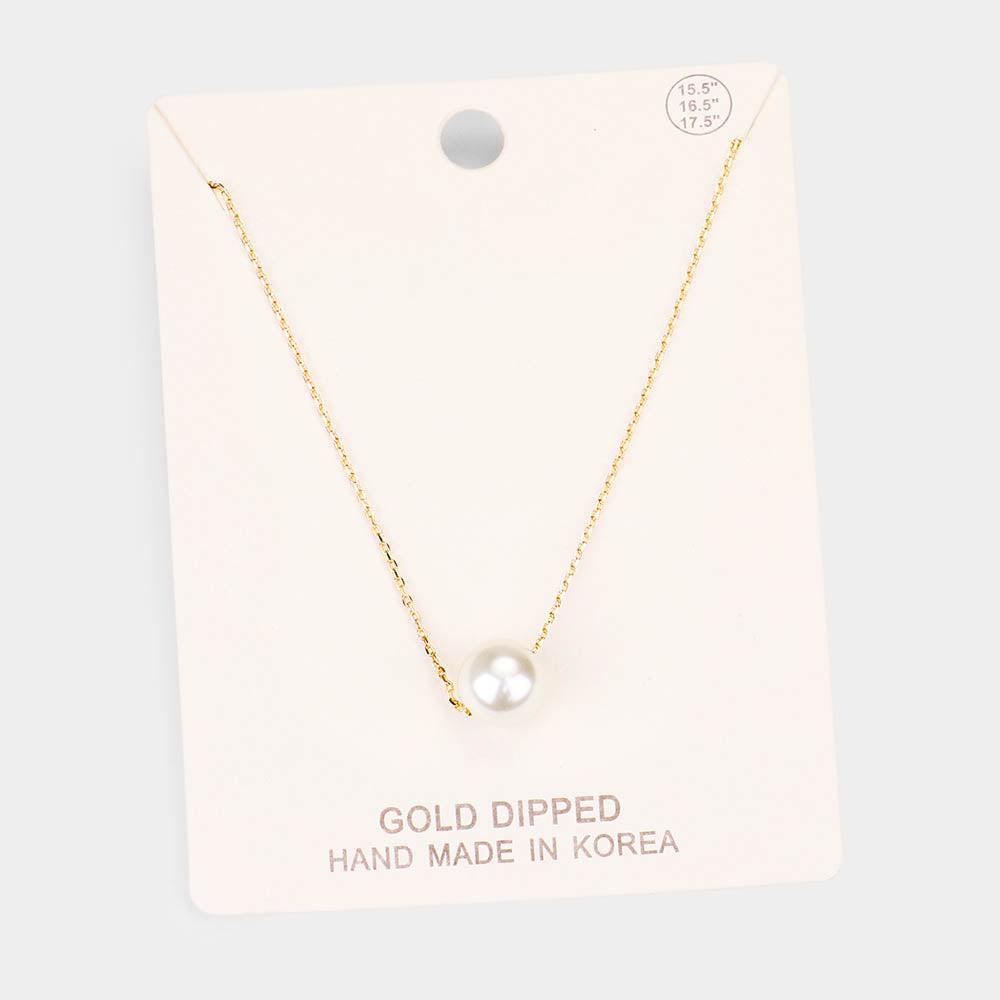 Gold Gold Dipped 10 mm Pearl Pendant Necklace