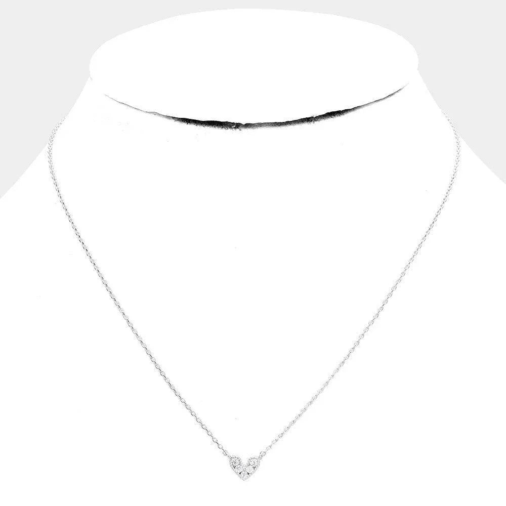 Gold White Gold Dipped Cubic Zirconia Heart Pendant Necklace - Jewelry Store by Erik Rayo