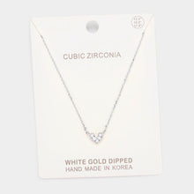 Load image into Gallery viewer, Gold White Gold Dipped Cubic Zirconia Heart Pendant Necklace
