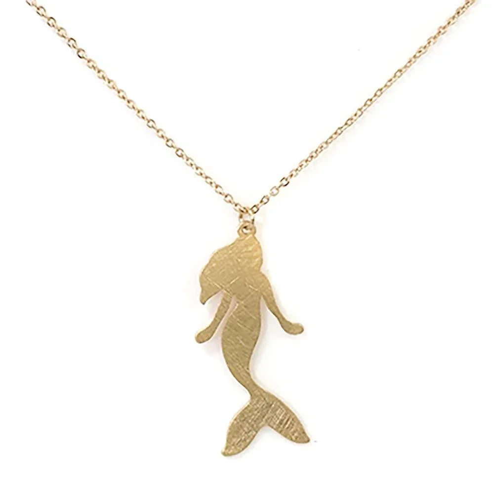 Gold Brass Metal Mermaid Pendant Necklace - Jewelry Store by Erik Rayo