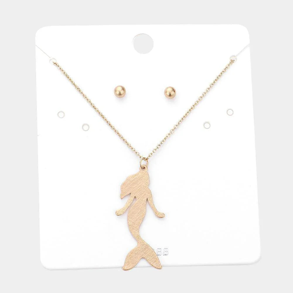 Gold Brass Metal Mermaid Pendant Necklace - Jewelry Store by Erik Rayo