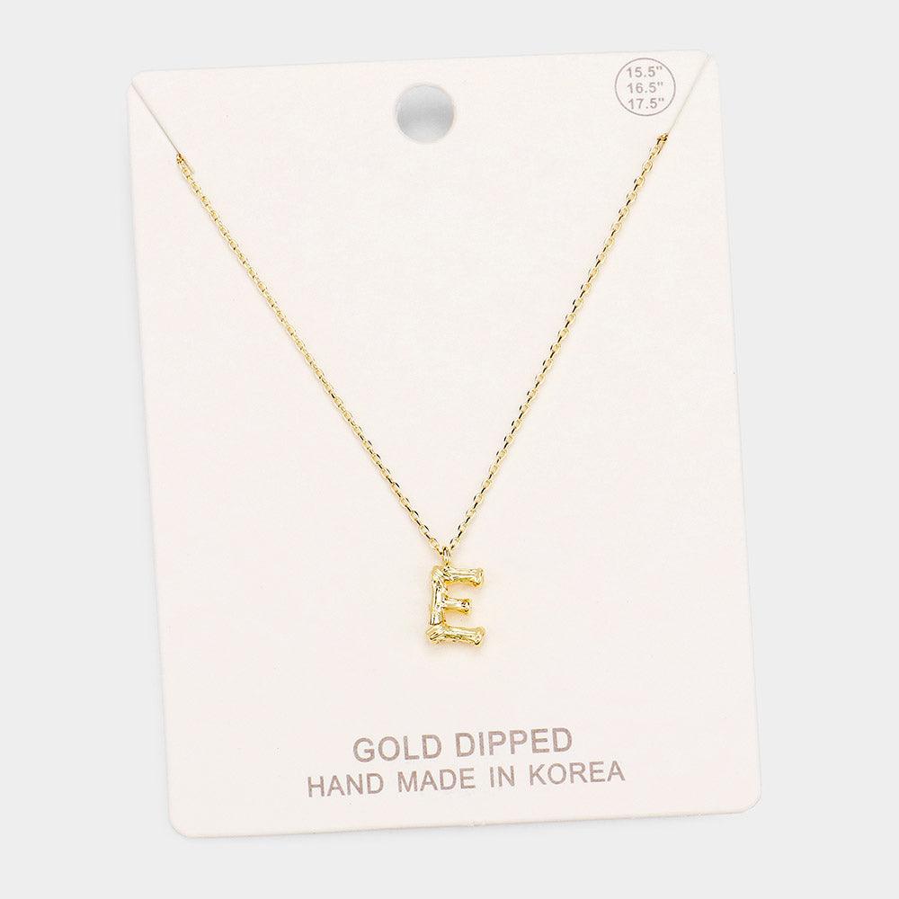 Gold Gold Dipped Monogram Metal Pendant Necklace