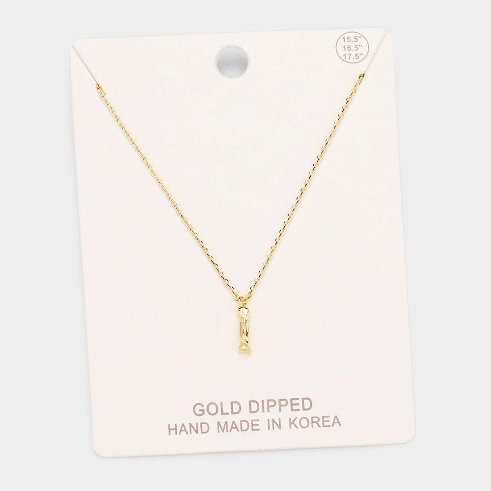 Gold Gold Dipped Monogram Metal Pendant Necklace