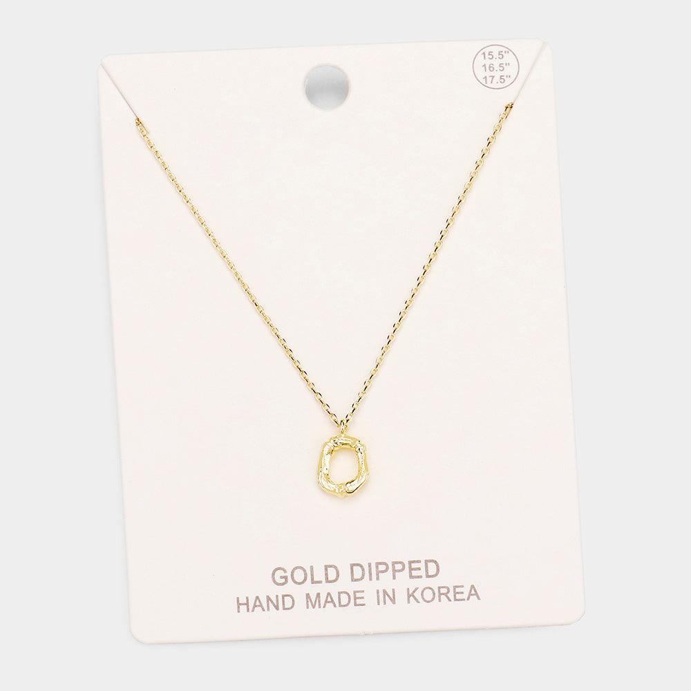 Gold Gold Dipped Monogram Metal Pendant Necklace