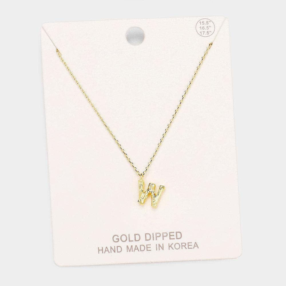 Gold Gold Dipped Monogram Metal Pendant Necklace