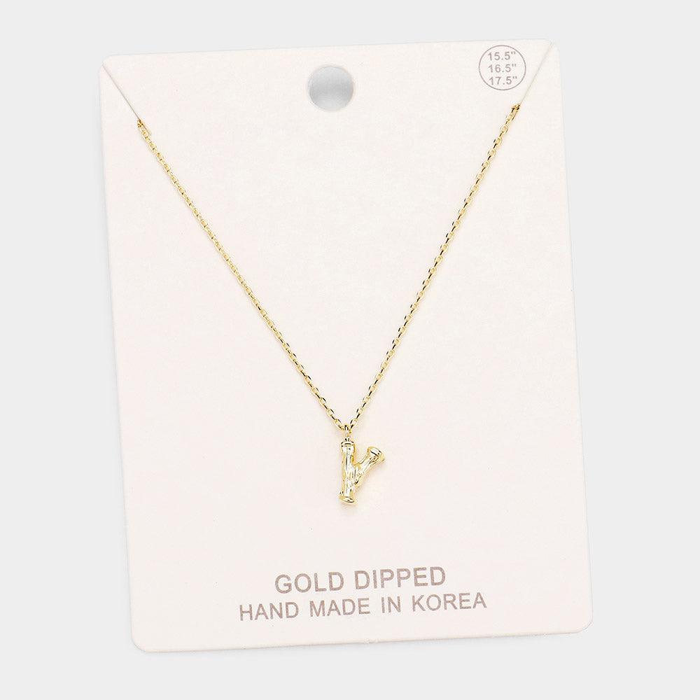 Gold Gold Dipped Monogram Metal Pendant Necklace