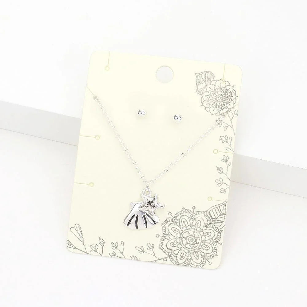 Silver Metal Shell Starfish Pendant Necklace - Jewelry Store by Erik Rayo