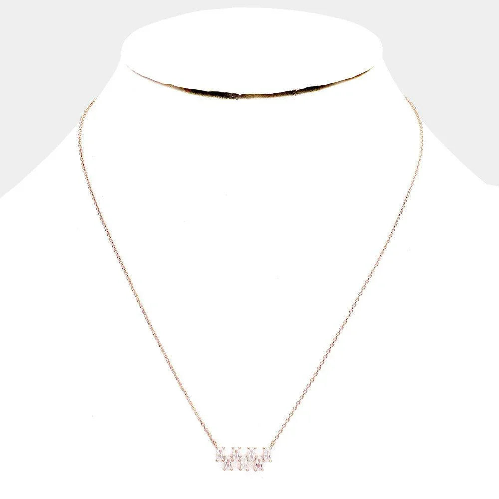 Rose Gold Gold Dipped Cubic Zirconia Stone Pendant Necklace - Jewelry Store by Erik Rayo