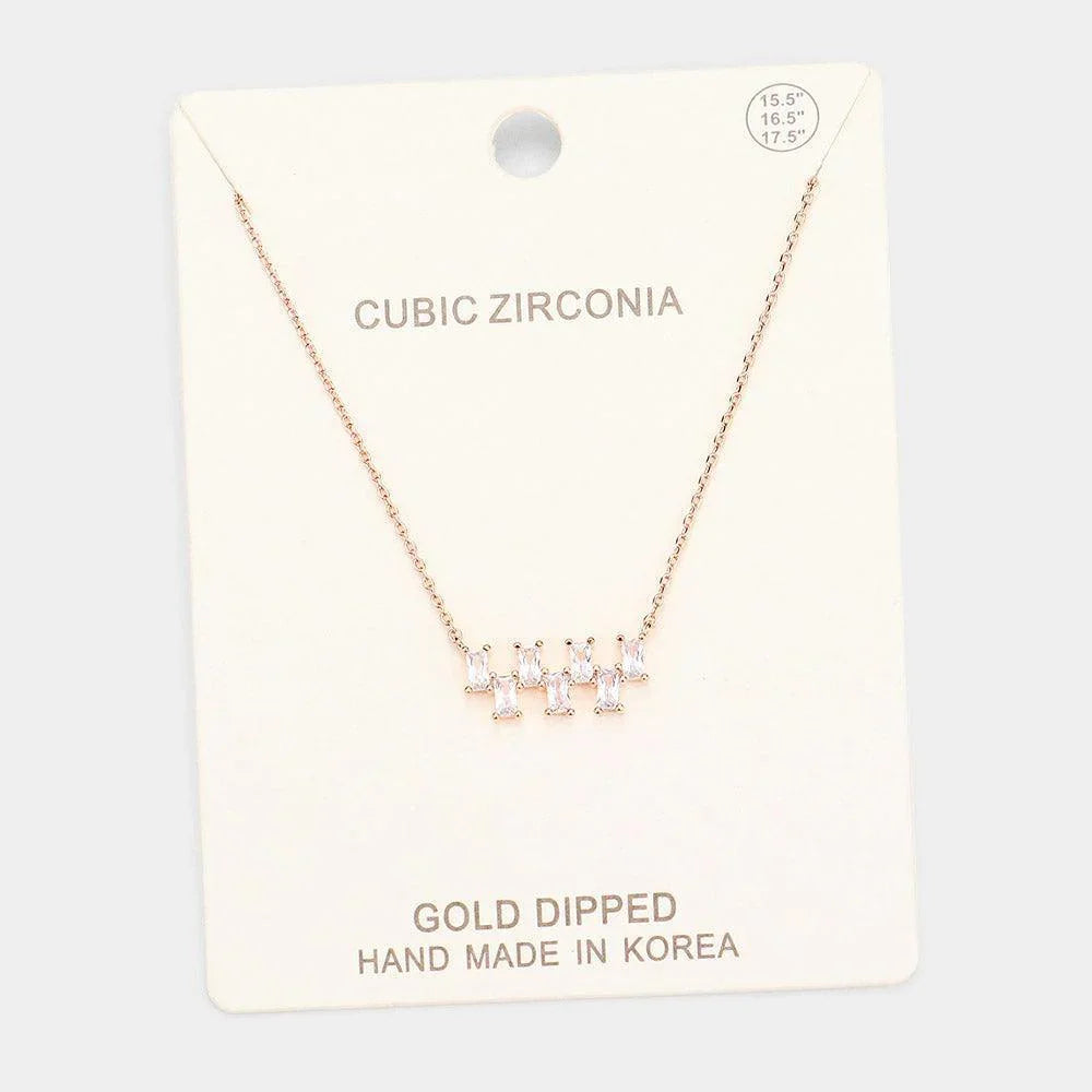 Rose Gold Gold Dipped Cubic Zirconia Stone Pendant Necklace - Jewelry Store by Erik Rayo