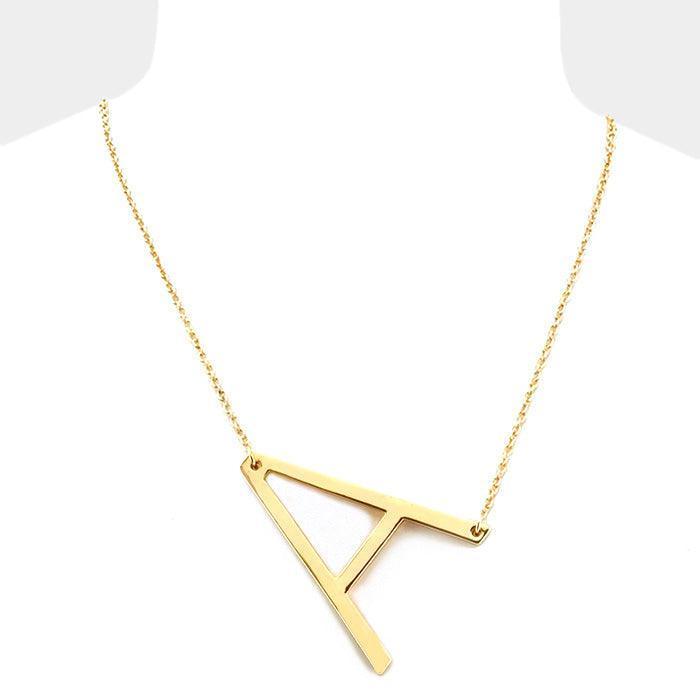 Gold Monogram Metal Pendant Necklace - Jewelry Store by Erik Rayo