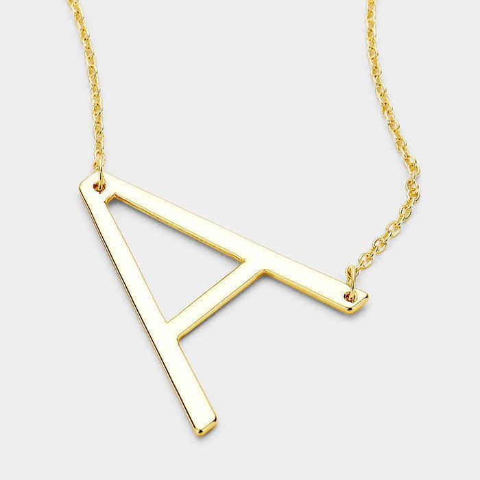 Gold Monogram Metal Pendant Necklace - Jewelry Store by Erik Rayo