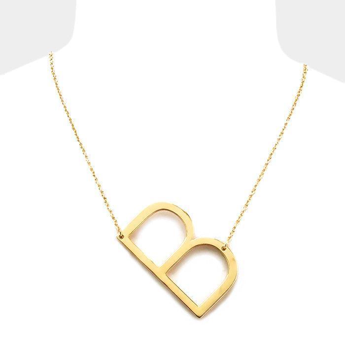 Gold Monogram Metal Pendant Necklace - Jewelry Store by Erik Rayo