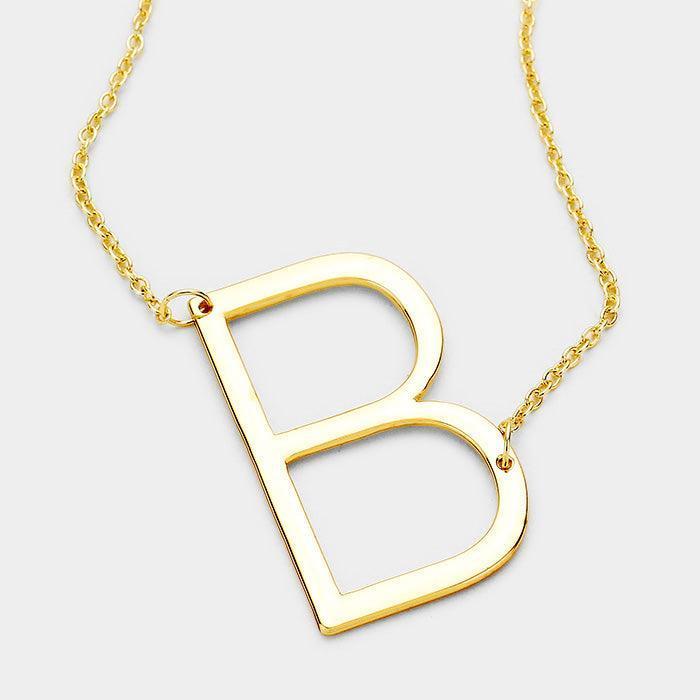 Gold Monogram Metal Pendant Necklace - Jewelry Store by Erik Rayo