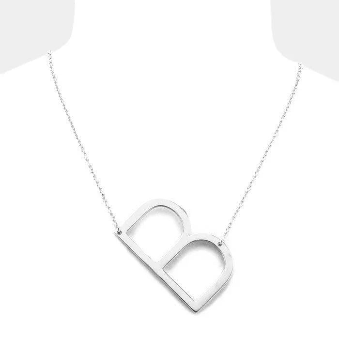 Silver Monogram Metal Pendant Necklace - Jewelry Store by Erik Rayo