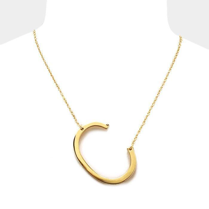 Gold Monogram Metal Pendant Necklace - Jewelry Store by Erik Rayo