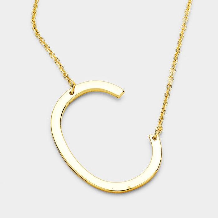 Gold Monogram Metal Pendant Necklace