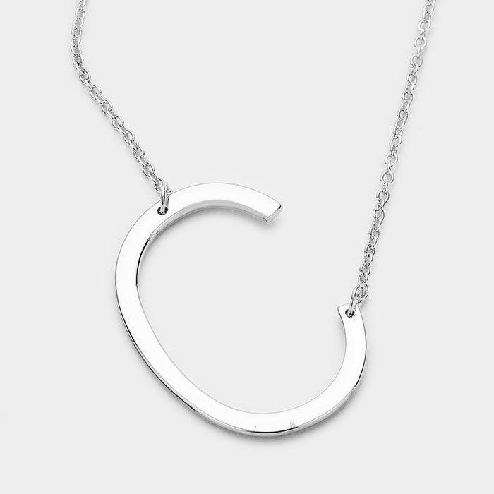 Silver Monogram Metal Pendant Necklace